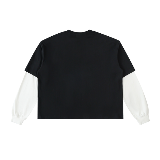 "AK" faux sleeve cotton t-shirt