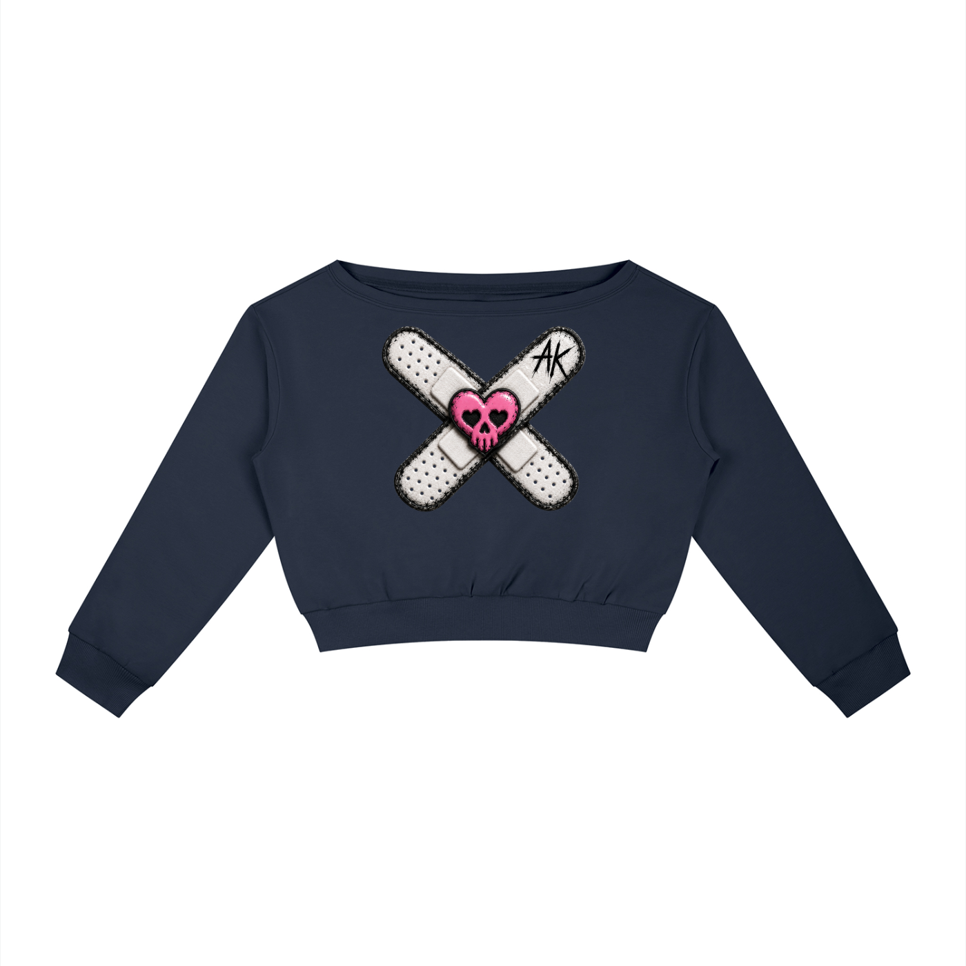 "AK" off-shoulder sweatshirt