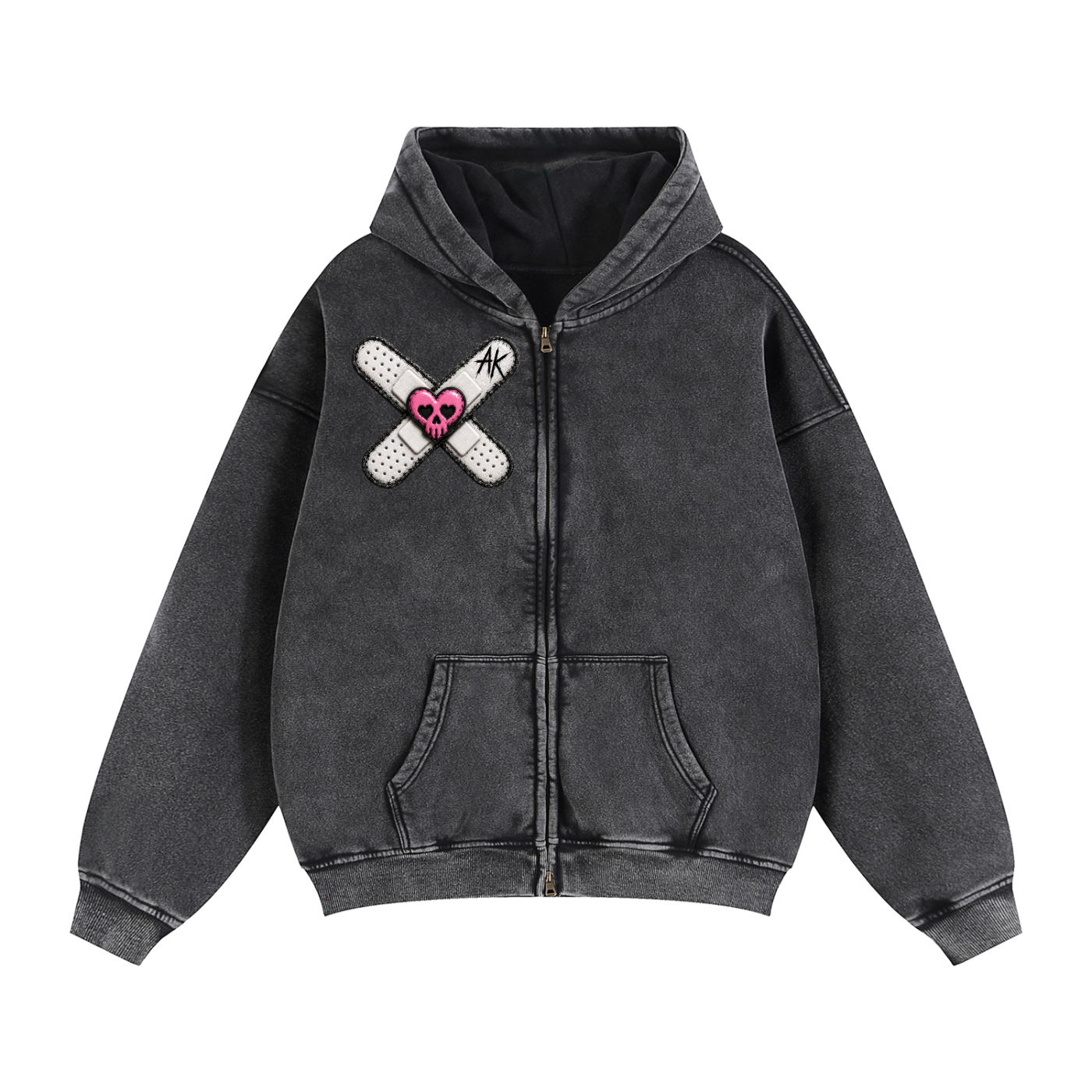 "peeping jane" zip-through boxy fleece hoodie