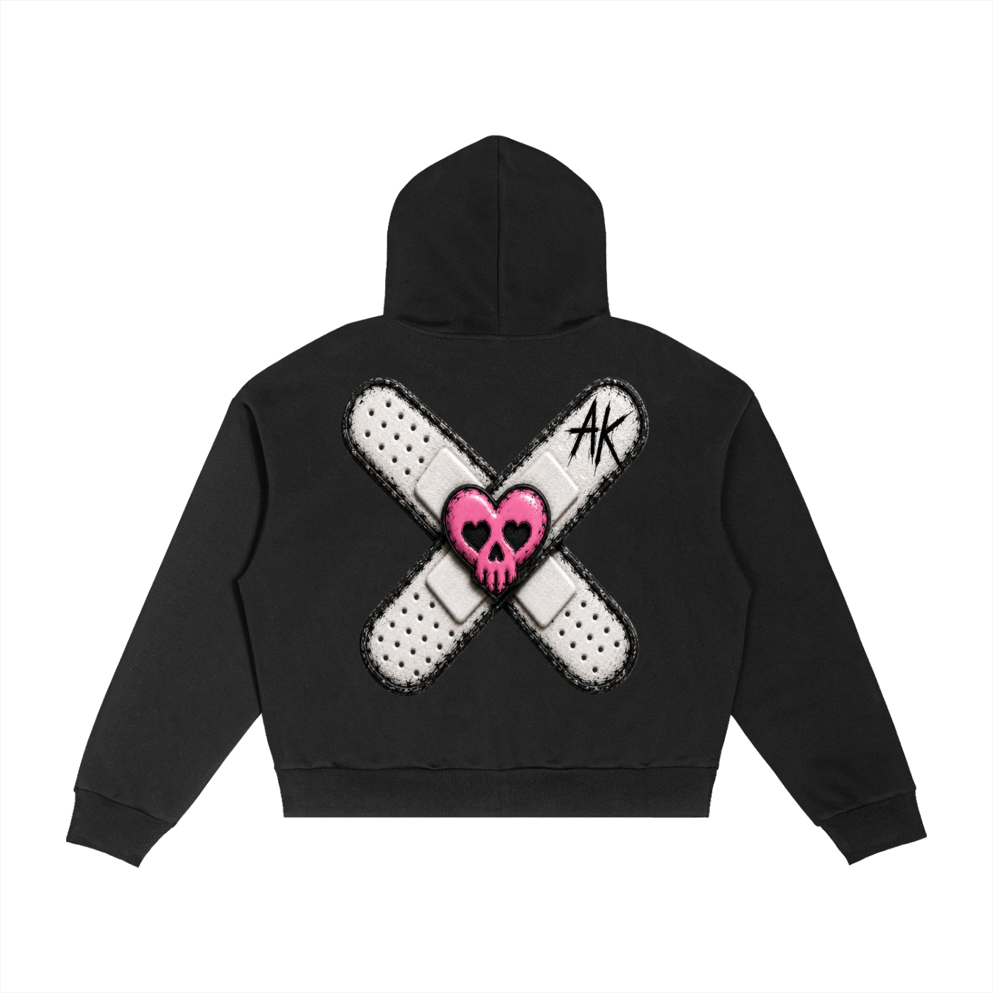 "weak for girls with guitars" contrast plaid boxy zip hoodie