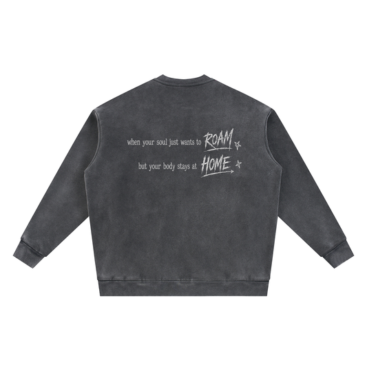 "bizarre" vintage-washed fleece baseball jacket