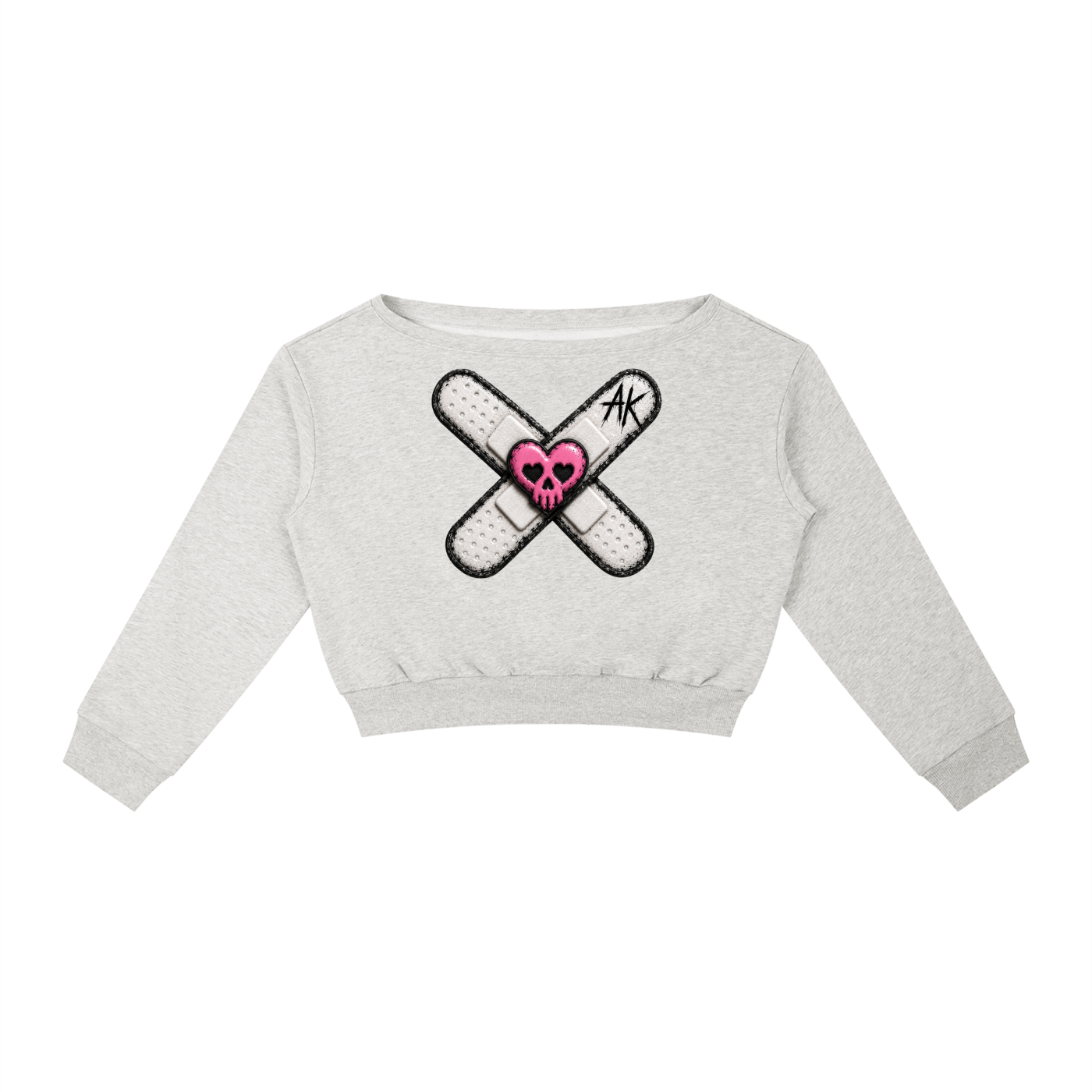 "AK" off-shoulder sweatshirt