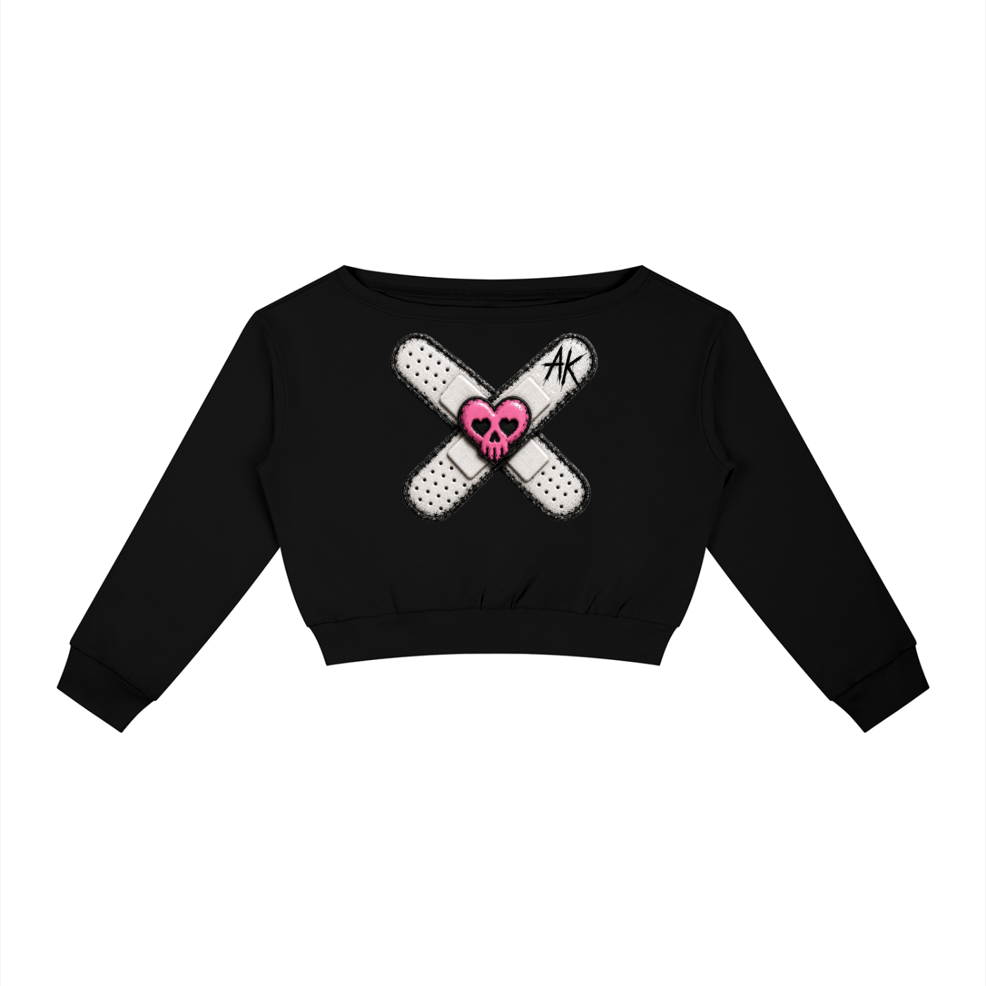 "AK" off-shoulder sweatshirt